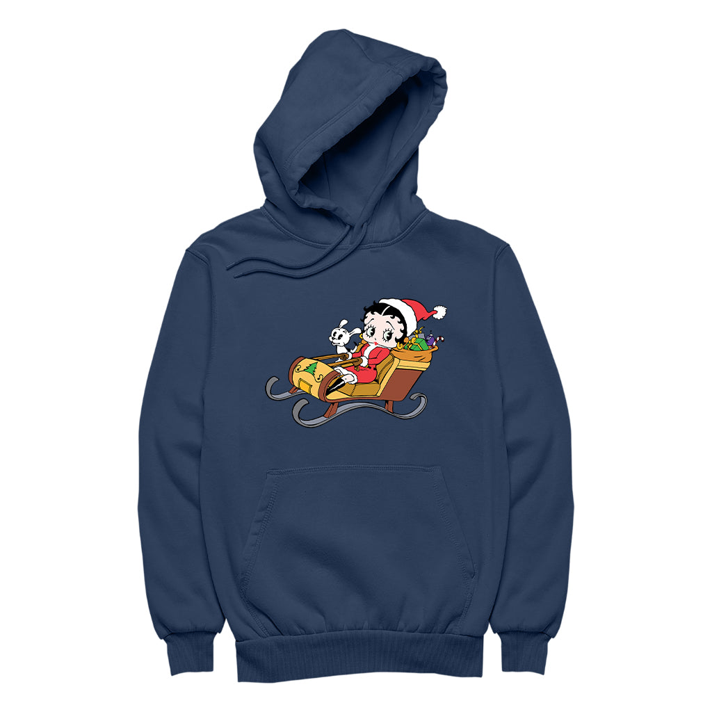 Betty Boop Christmas Sleigh Women's Hooded Sweatshirt-Betty Boop Shop