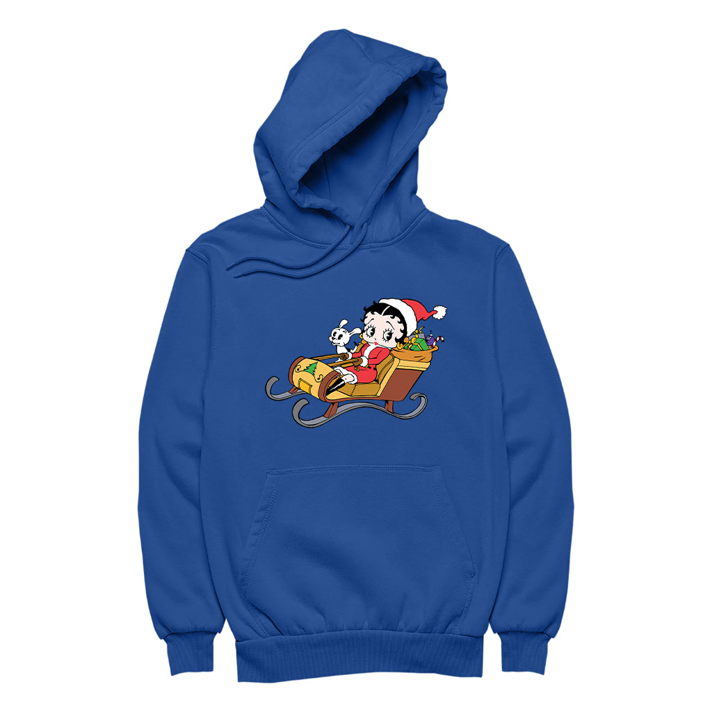 Betty Boop Christmas Sleigh Women's Hooded Sweatshirt-Betty Boop Shop