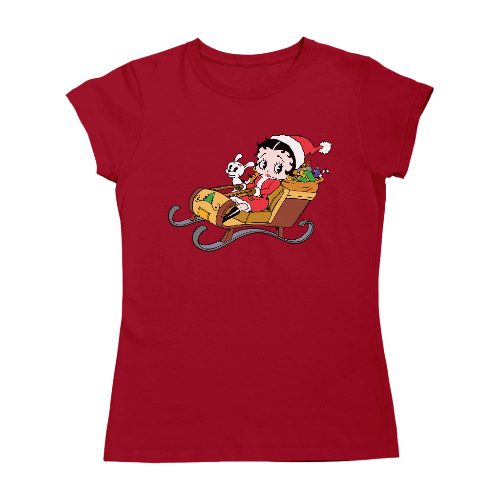 Betty Boop Christmas Sleigh Women's T-Shirt-Betty Boop Shop