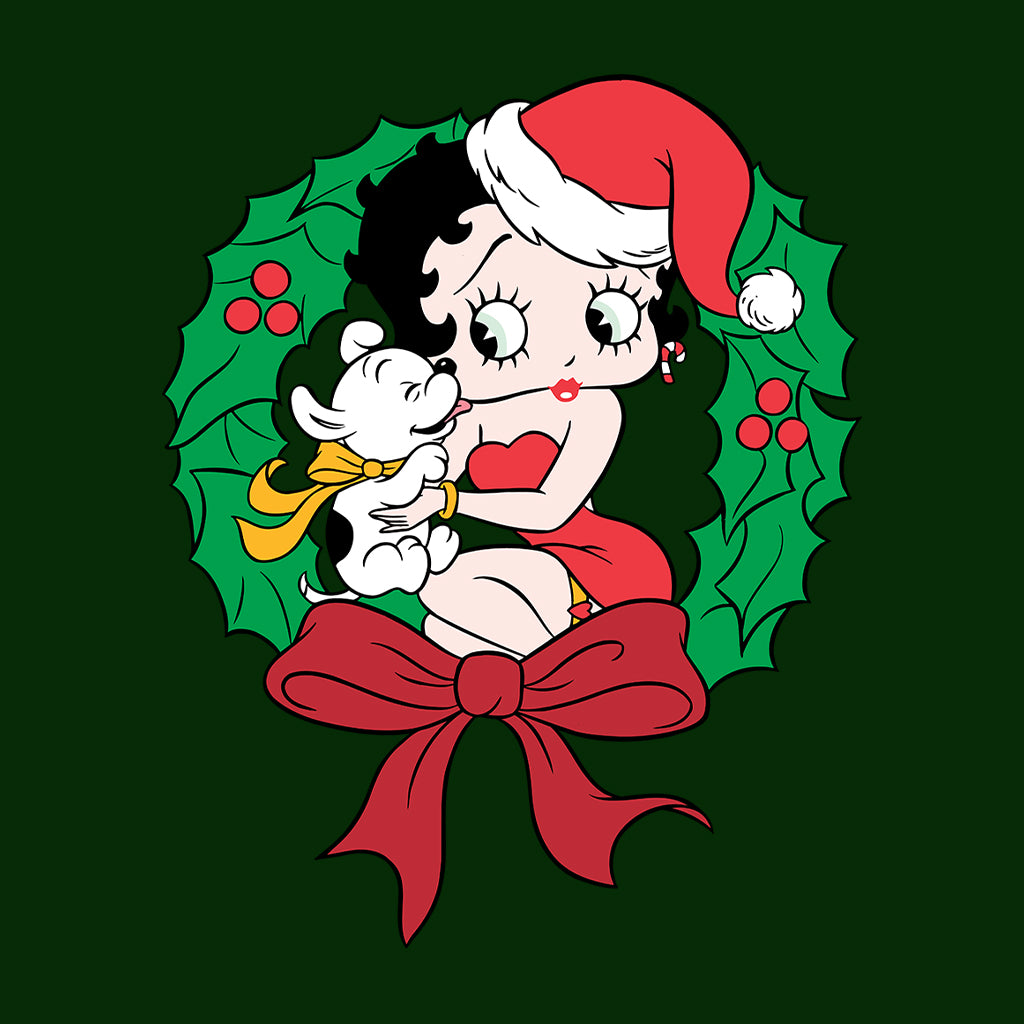 Betty Boop Christmas Pudgy Wreath Men's Sweatshirt-Betty Boop Shop