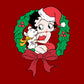 Betty Boop Christmas Pudgy Wreath Women's Hooded Sweatshirt-Betty Boop Shop