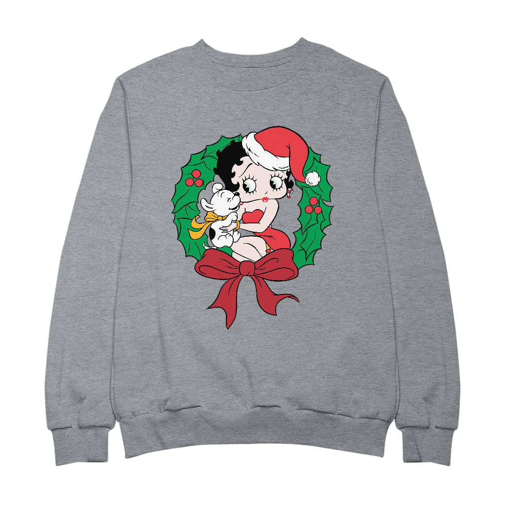 Betty Boop Christmas Pudgy Wreath Men's Sweatshirt
