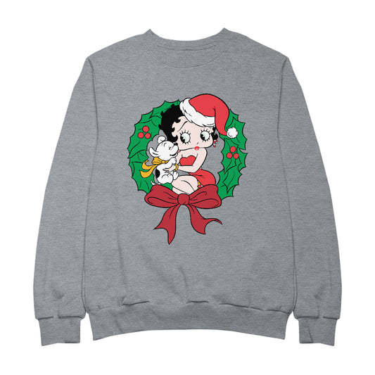 Betty Boop Christmas Pudgy Wreath Men's Sweatshirt