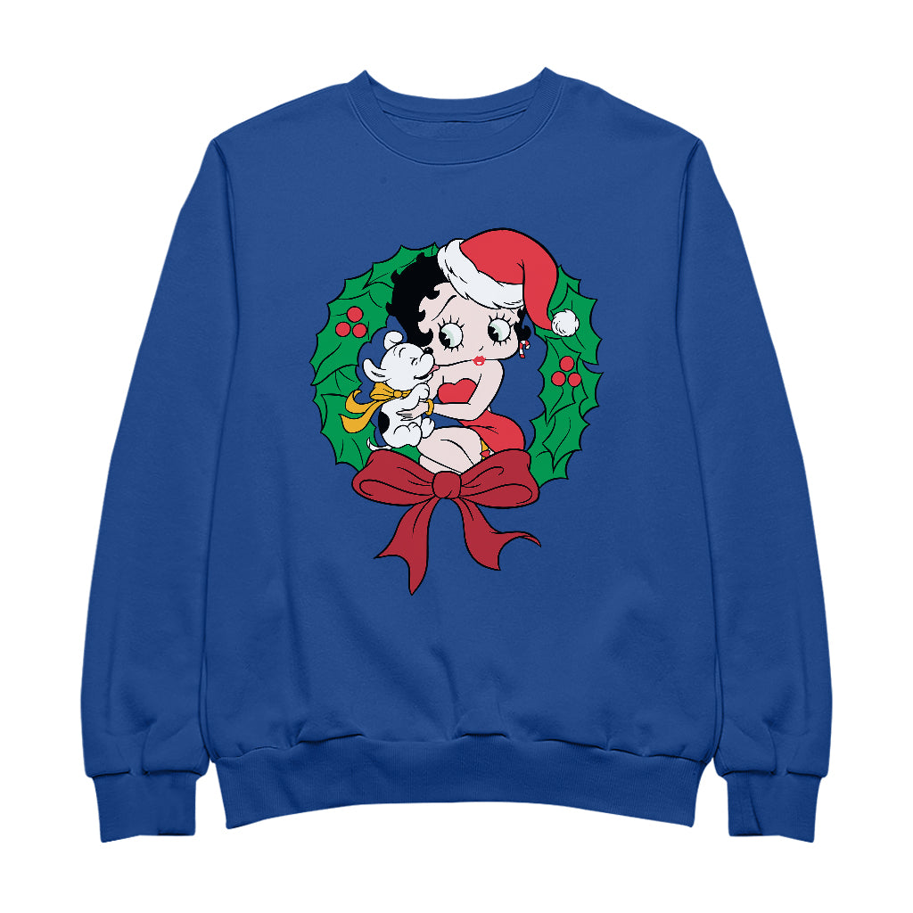 Betty Boop Christmas Pudgy Wreath Men's Sweatshirt-Betty Boop Shop