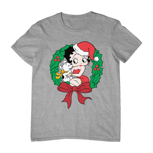Betty Boop Christmas Pudgy Wreath Men's T-Shirt