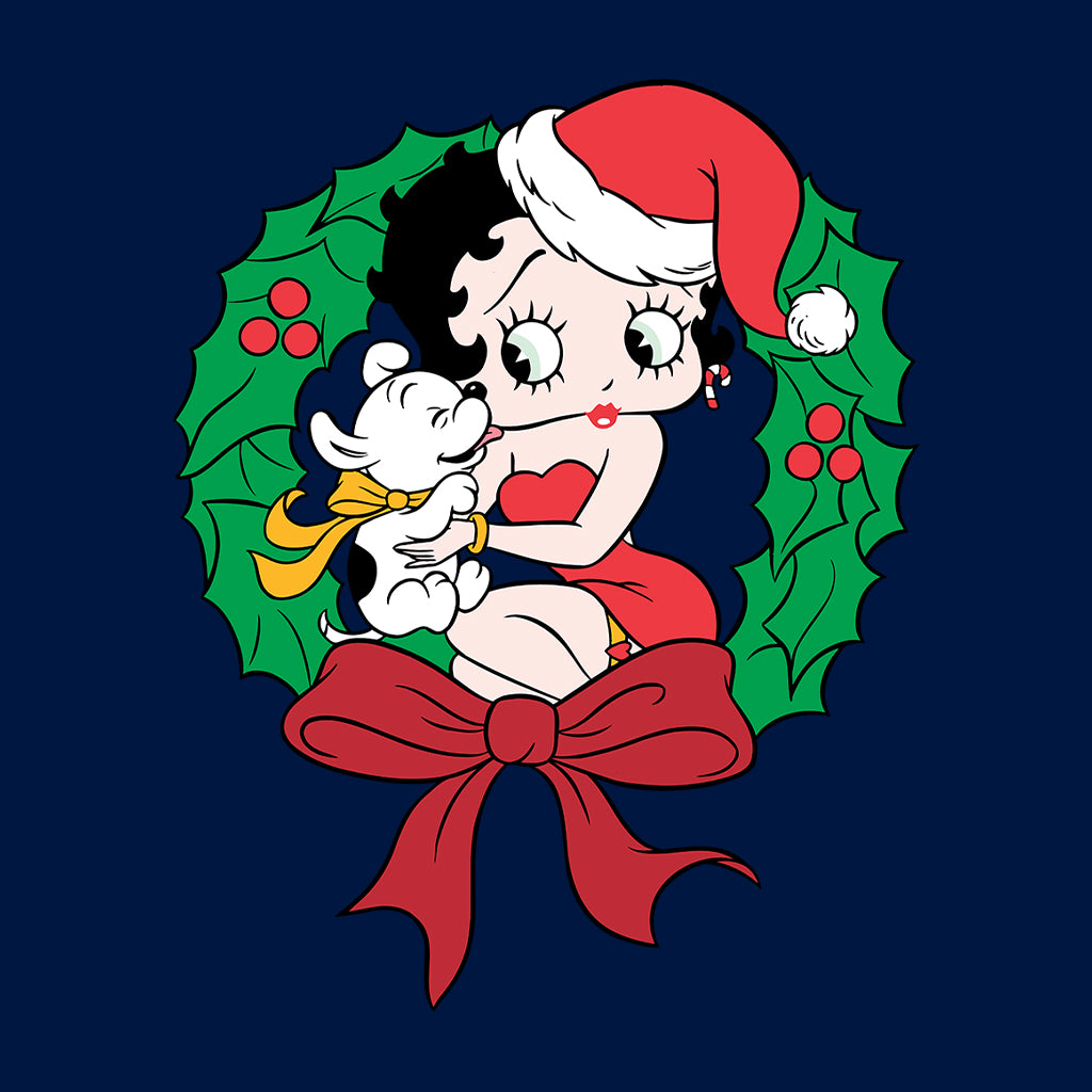 Betty Boop Christmas Pudgy Wreath Kids Sweatshirt-Betty Boop Shop