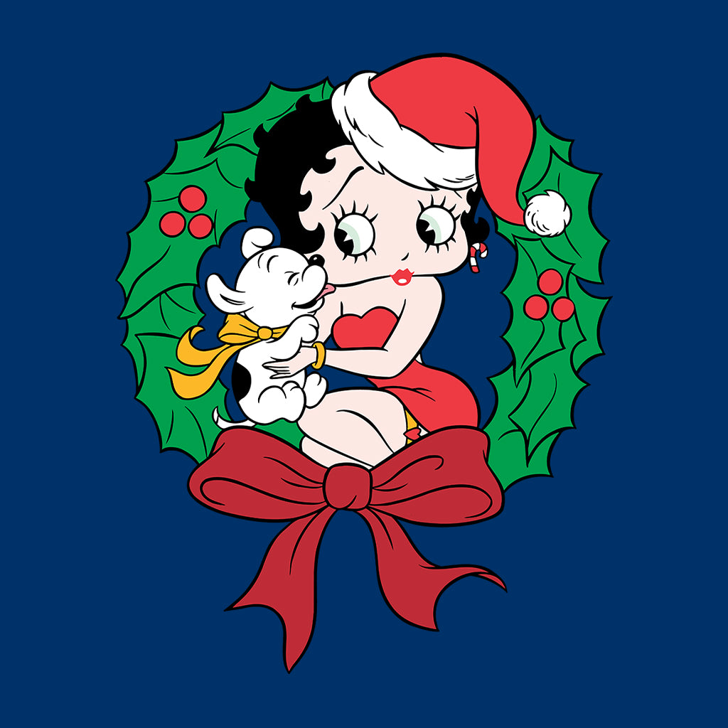 Betty Boop Christmas Pudgy Wreath Women's Hooded Sweatshirt-Betty Boop Shop