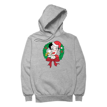 Betty Boop Christmas Pudgy Wreath Women's Hooded Sweatshirt