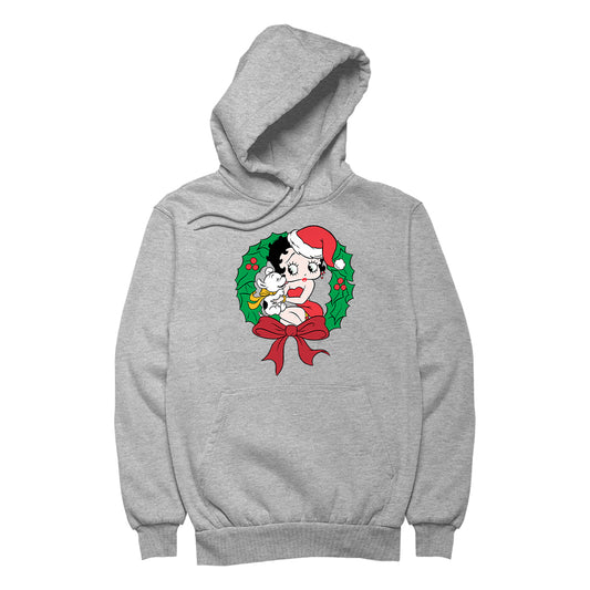 Betty Boop Christmas Pudgy Wreath Women's Hooded Sweatshirt