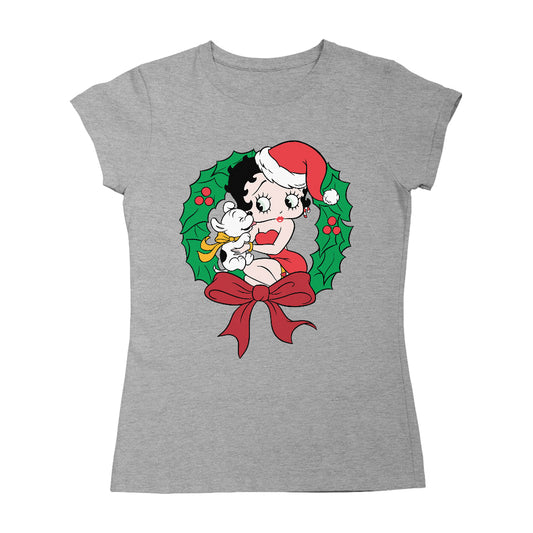 Betty Boop Christmas Pudgy Wreath Women's T-Shirt