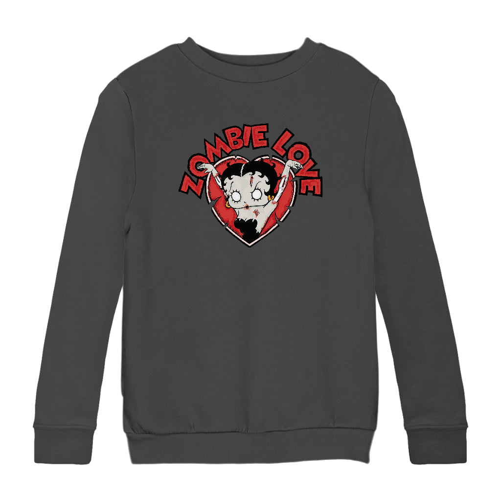 Betty Boop Halloween Heart Zombie Love Kids Sweatshirt-Betty Boop Shop