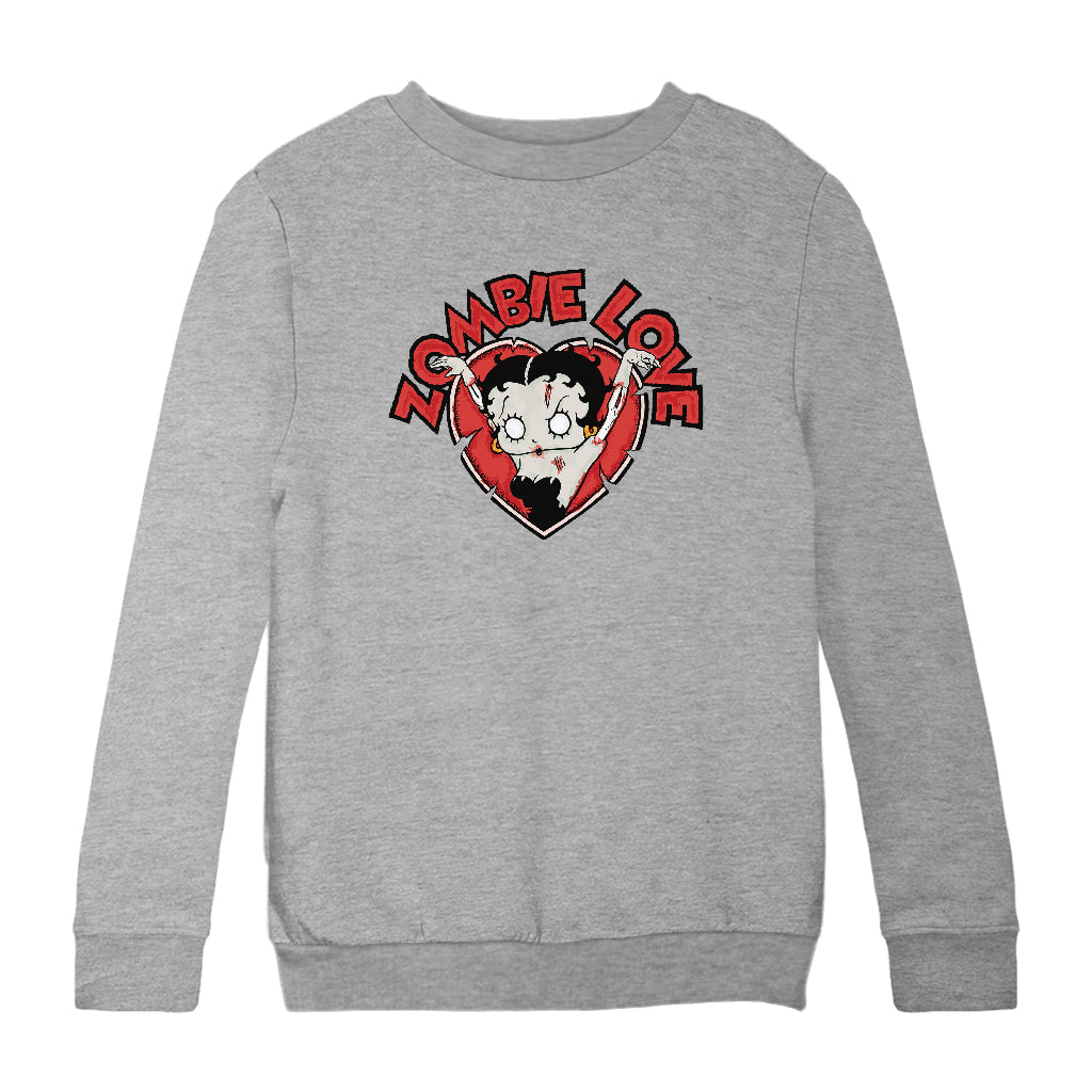 Betty Boop Halloween Heart Zombie Love Kids Sweatshirt-Betty Boop Shop
