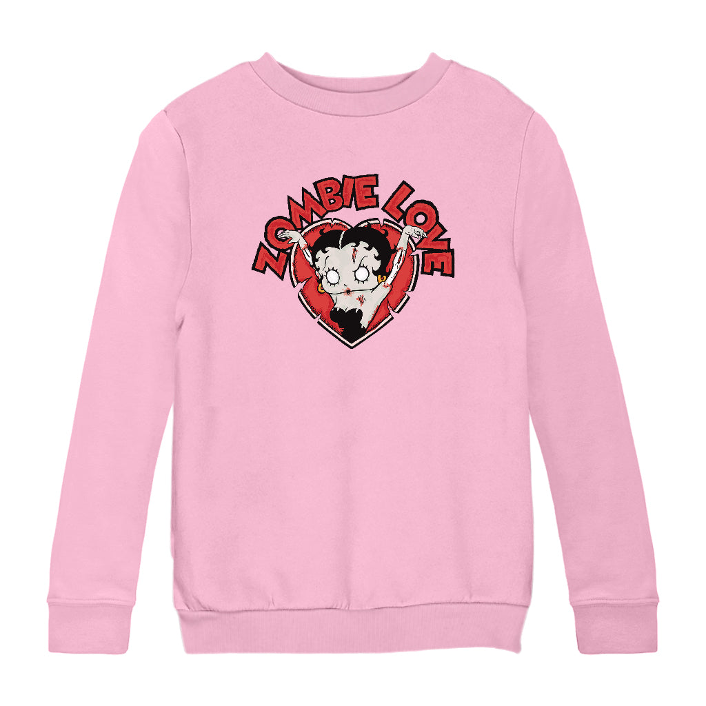 Betty Boop Halloween Heart Zombie Love Kids Sweatshirt