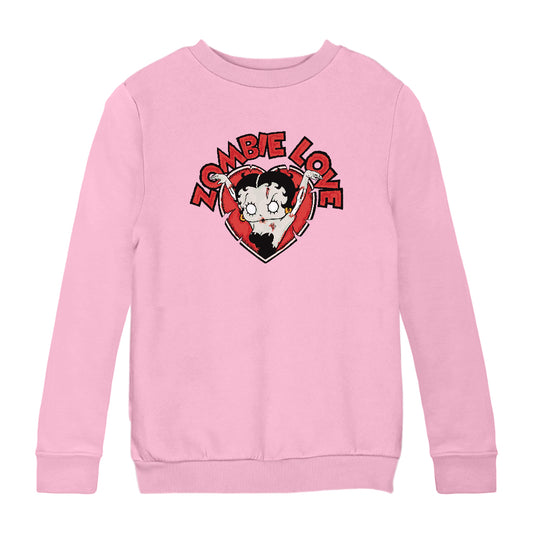 Betty Boop Halloween Heart Zombie Love Kids Sweatshirt