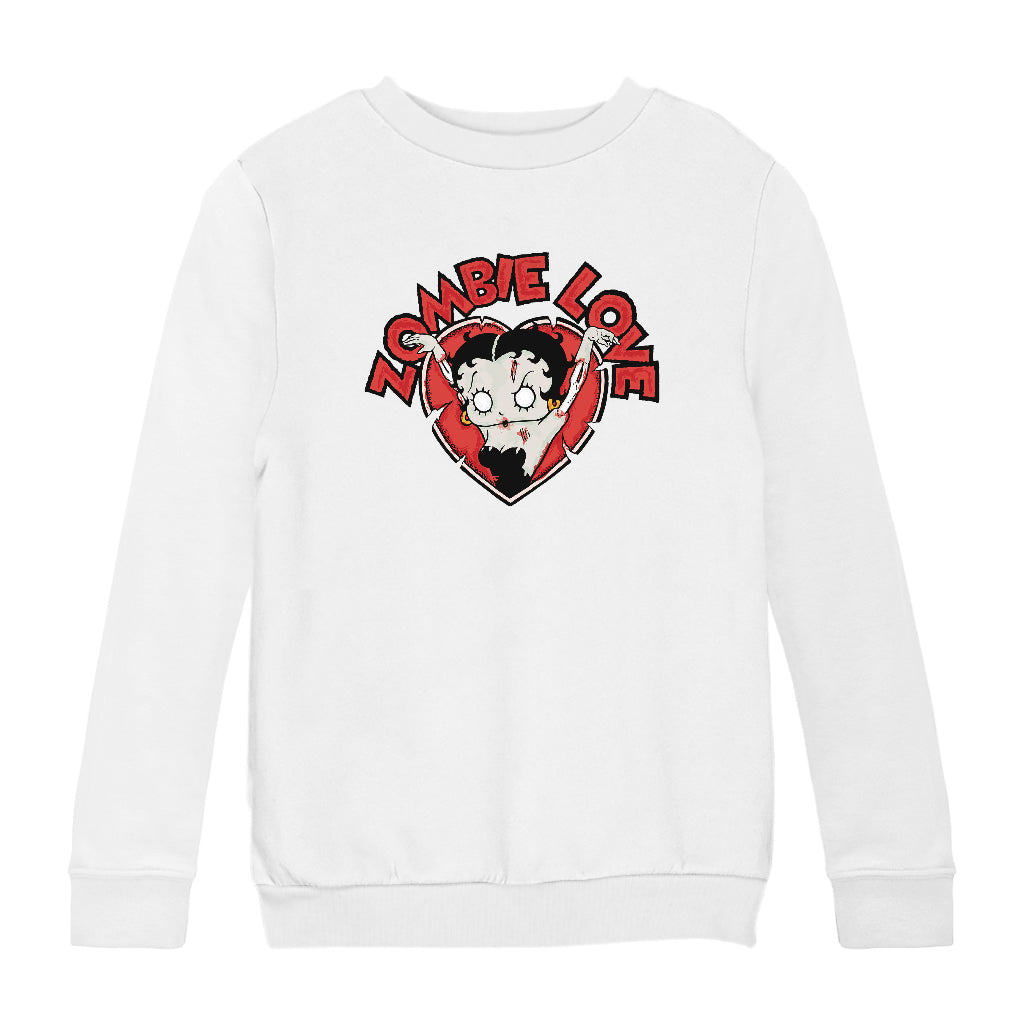 Betty Boop Halloween Heart Zombie Love Kids Sweatshirt-Betty Boop Shop