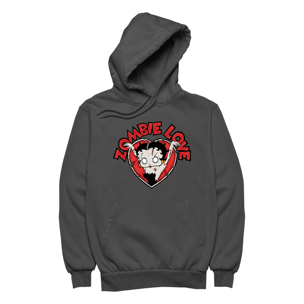 Betty Boop Halloween Heart Zombie Love Women's Hooded Sweatshirt-Betty Boop Shop