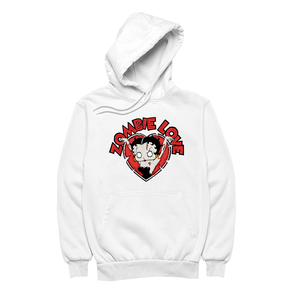 Betty Boop Halloween Heart Zombie Love Women's Hooded Sweatshirt-Betty Boop Shop