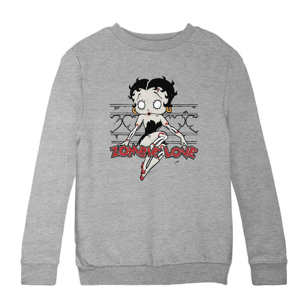 Betty Boop Halloween Scary Zombie Love Kids Sweatshirt-Betty Boop Shop