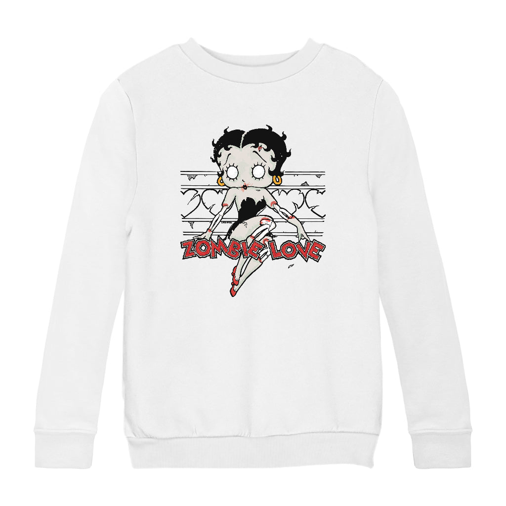 Betty Boop Halloween Scary Zombie Love Kids Sweatshirt-Betty Boop Shop