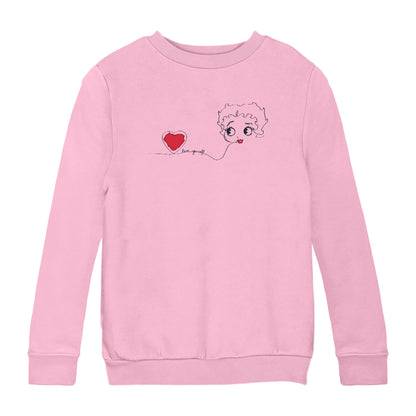 Betty Boop Line Art Love Yourself Heart Kids Sweatshirt