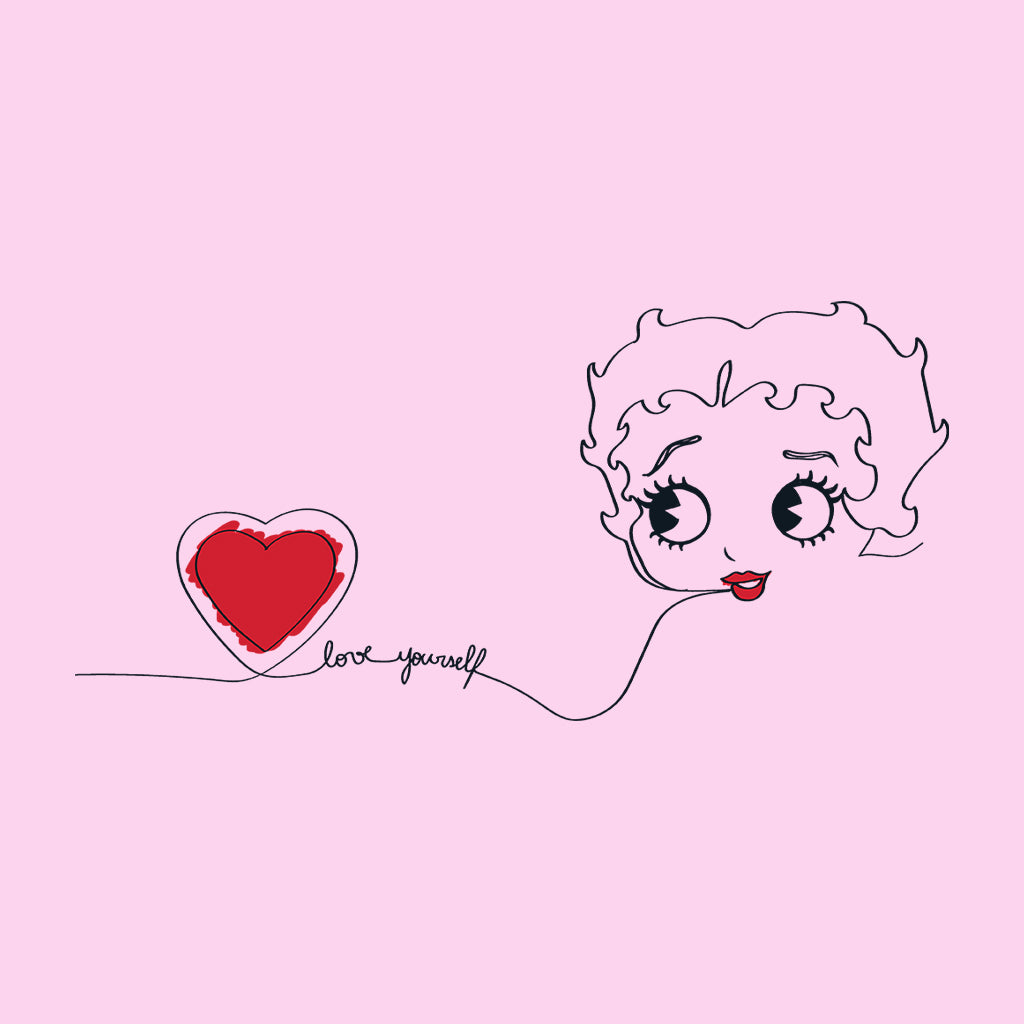 Betty Boop Line Art Love Yourself Heart Kids Sweatshirt-Betty Boop Shop