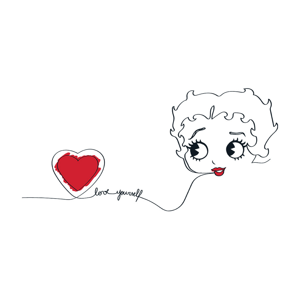 Betty Boop Line Art Love Yourself Heart Kids Sweatshirt-Betty Boop Shop