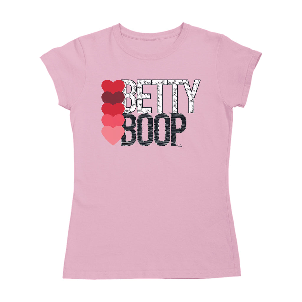 Betty Boop Hearts Pattern Text Women's T-Shirt-Betty Boop Shop