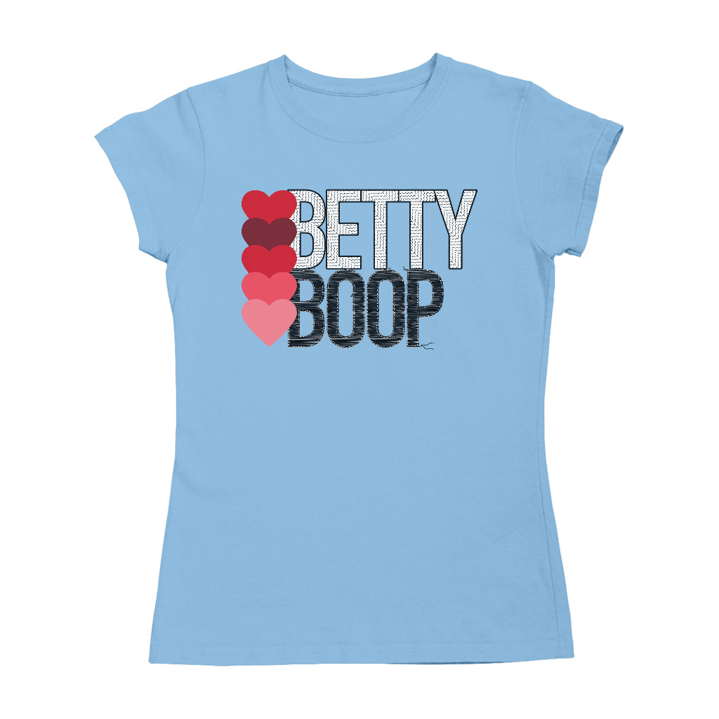 Betty Boop Hearts Pattern Text Women's T-Shirt-Betty Boop Shop