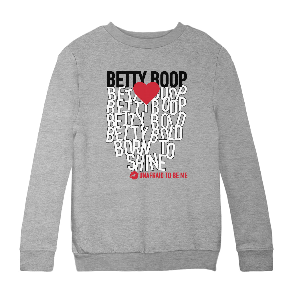 Betty Boop Bold Born To Shine Kids Sweatshirt-Betty Boop Shop