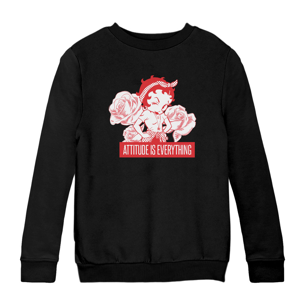 Betty Boop Attitude Is Everything Roses Kids Sweatshirt-Betty Boop Shop