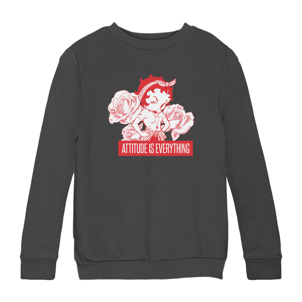 Betty Boop Attitude Is Everything Roses Kids Sweatshirt-Betty Boop Shop