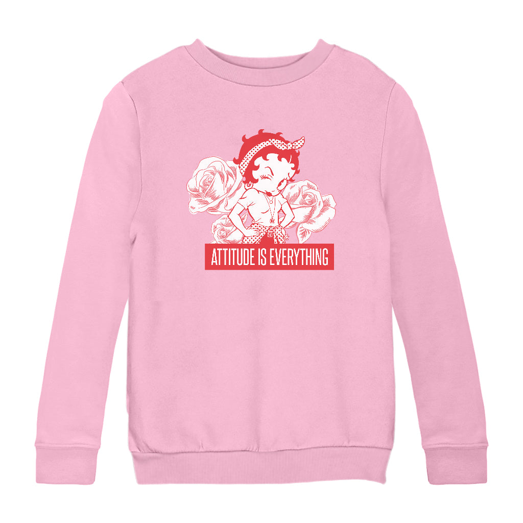 Betty Boop Attitude Is Everything Roses Kids Sweatshirt