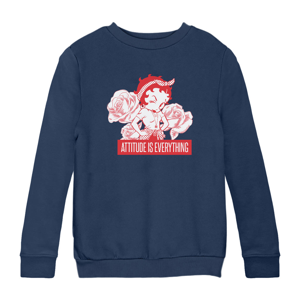 Betty Boop Attitude Is Everything Roses Kids Sweatshirt-Betty Boop Shop
