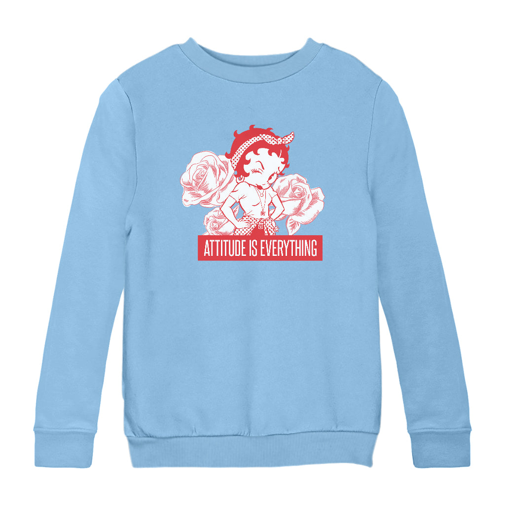 Betty Boop Attitude Is Everything Roses Kids Sweatshirt-Betty Boop Shop