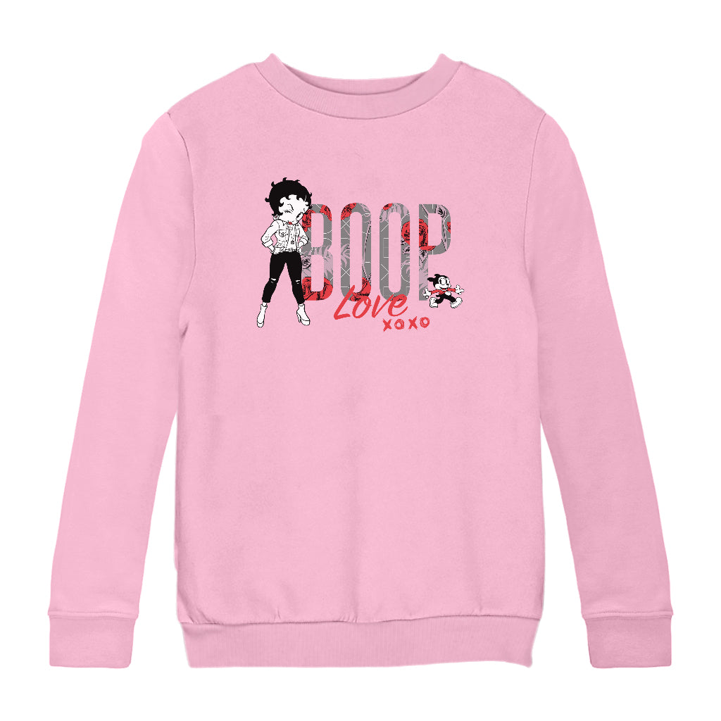 Betty Boop Love XOXO Bimbo Kids Sweatshirt