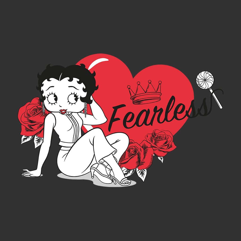 Betty Boop Fearless Betty Roses Heart Women's Hooded Sweatshirt-Betty Boop Shop