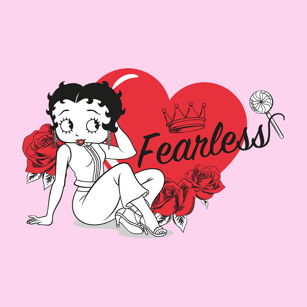 Betty Boop Fearless Betty Roses Heart Women's Hooded Sweatshirt-Betty Boop Shop