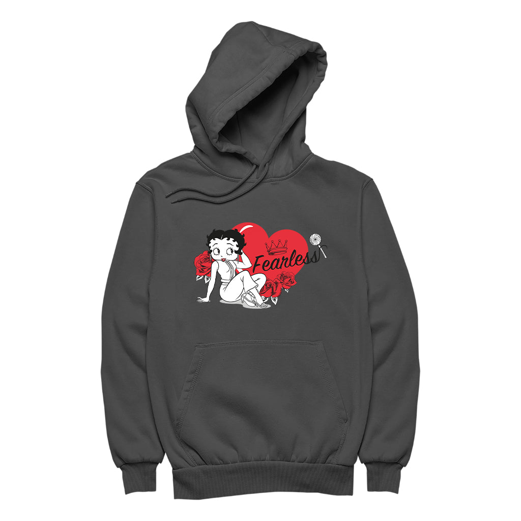 Betty Boop Fearless Betty Roses Heart Women's Hooded Sweatshirt