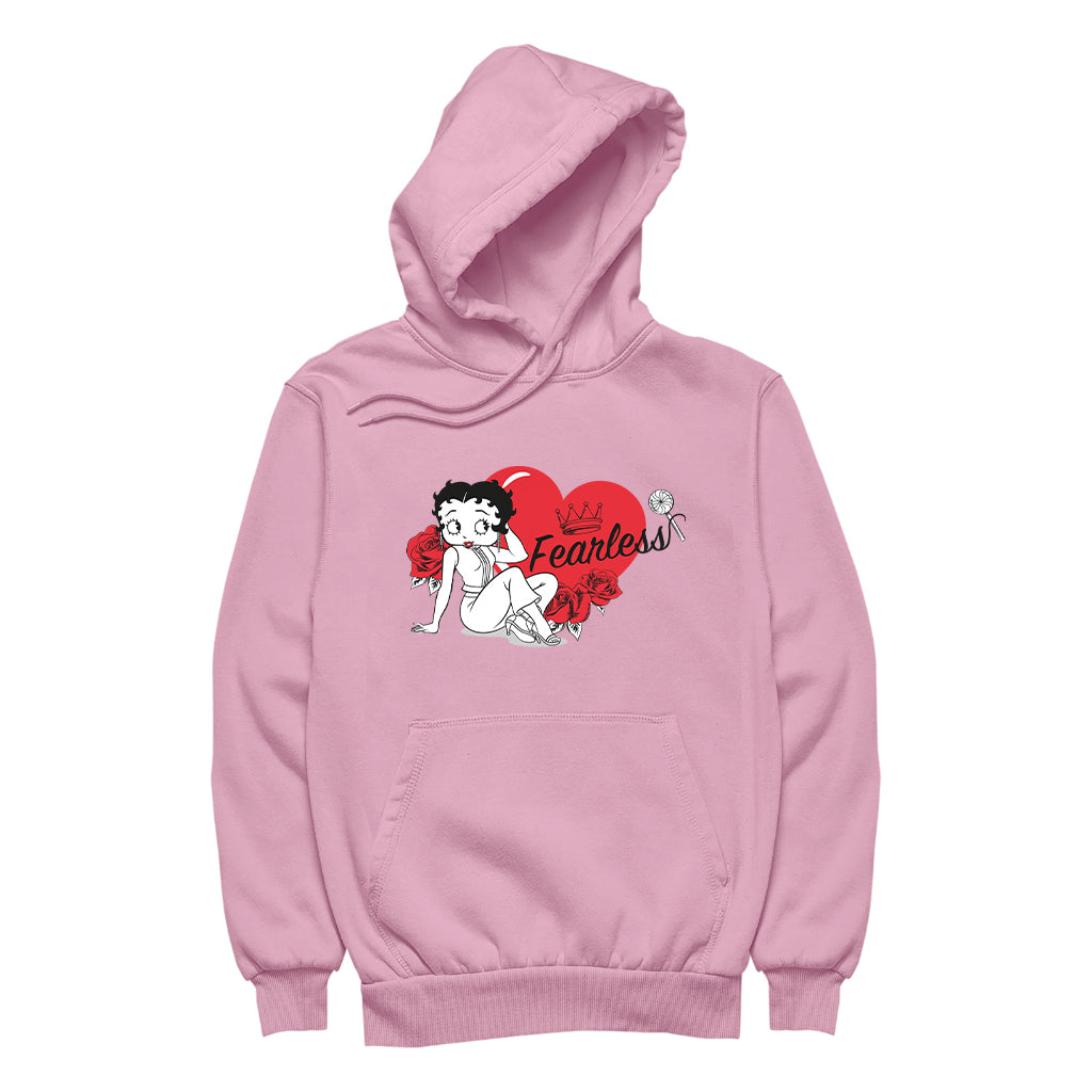 Betty Boop Fearless Betty Roses Heart Women's Hooded Sweatshirt-Betty Boop Shop