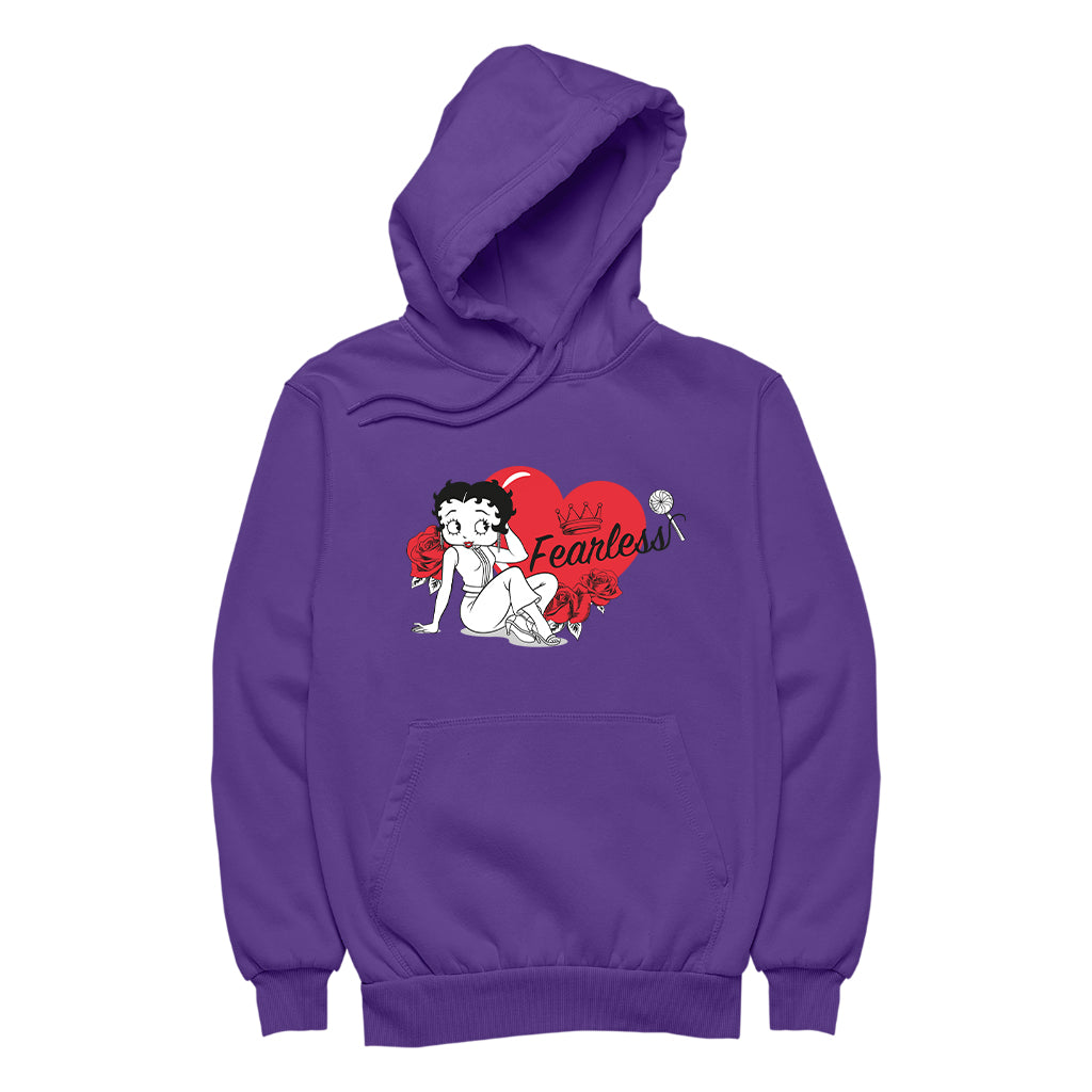 Betty Boop Fearless Betty Roses Heart Women's Hooded Sweatshirt-Betty Boop Shop