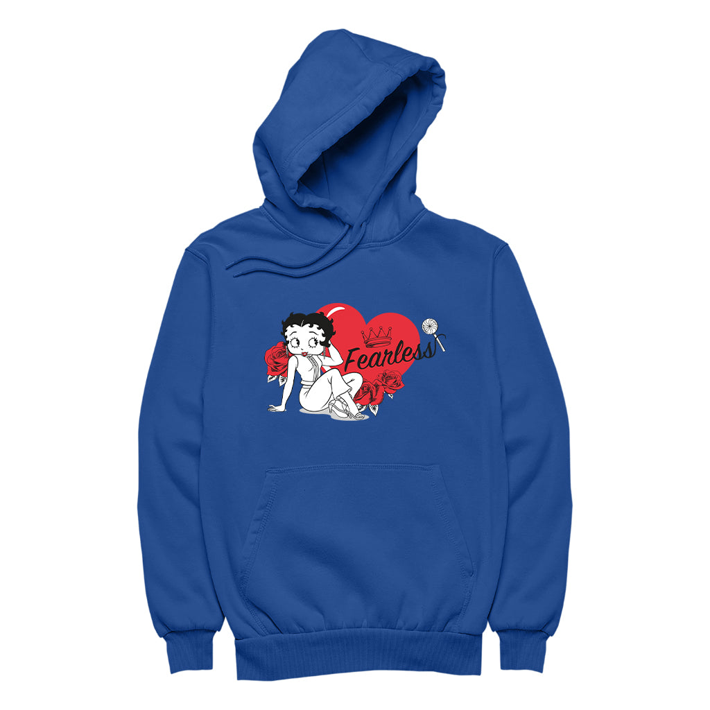 Betty Boop Fearless Betty Roses Heart Women's Hooded Sweatshirt-Betty Boop Shop
