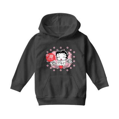 Betty Boop Ooh La La Lipstick Kisses Kids Hooded Sweatshirt