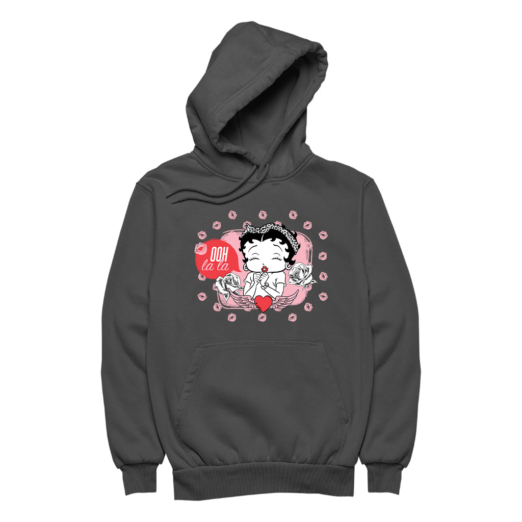 Betty Boop Ooh La La Lipstick Kisses Women's Hooded Sweatshirt