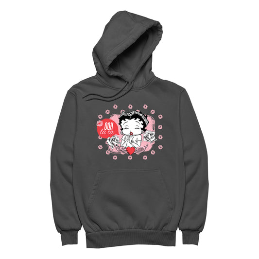 Betty Boop Ooh La La Lipstick Kisses Women's Hooded Sweatshirt