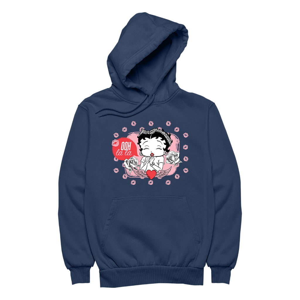 Betty Boop Ooh La La Lipstick Kisses Women's Hooded Sweatshirt-Betty Boop Shop