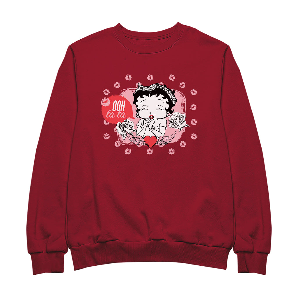 Betty Boop Ooh La La Lipstick Kisses Women's Sweatshirt-Betty Boop Shop