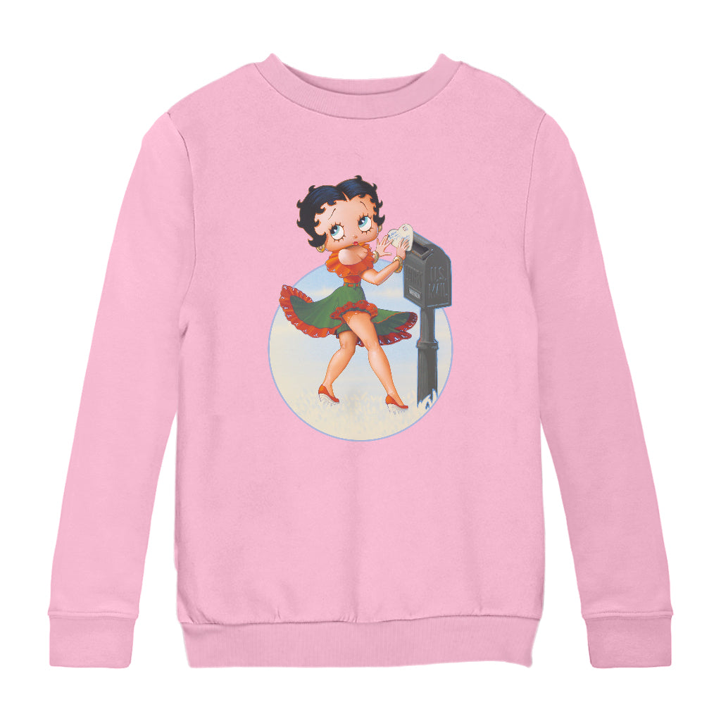 Betty Boop Pin-Up Posting Love Letter Kids Sweatshirt | Betty Boop Shop