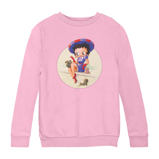 Betty Boop Pin-Up Squirrels & Nuts Kids Sweatshirt