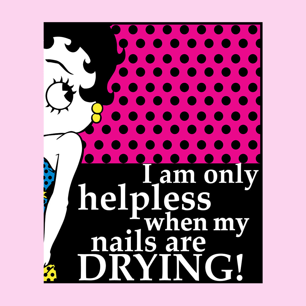 Betty Boop I Am Only Helpless When My Nails Are Drying Kids Hooded Sweatshirt