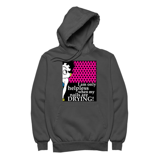 Betty Boop I Am Only Helpless When My Nails Are Drying Men's Hooded Sweatshirt
